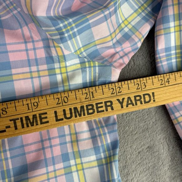 Lands End Button Down Shirt Mens M 15-15.5 Pink Blue Plaid Traditional Fit‎ - Picture 7 of 10